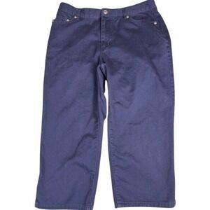 Lauren Ralph Lauren Pants Womens 10 Navy Blue‎ Cropped Capri Cotton Twill Denim